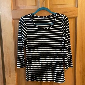 Cable & Gauge Ballerina Style Black and White Striped Women's Top